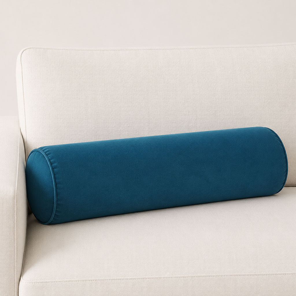 Blue Lagoon Velvet Bolster Pillow