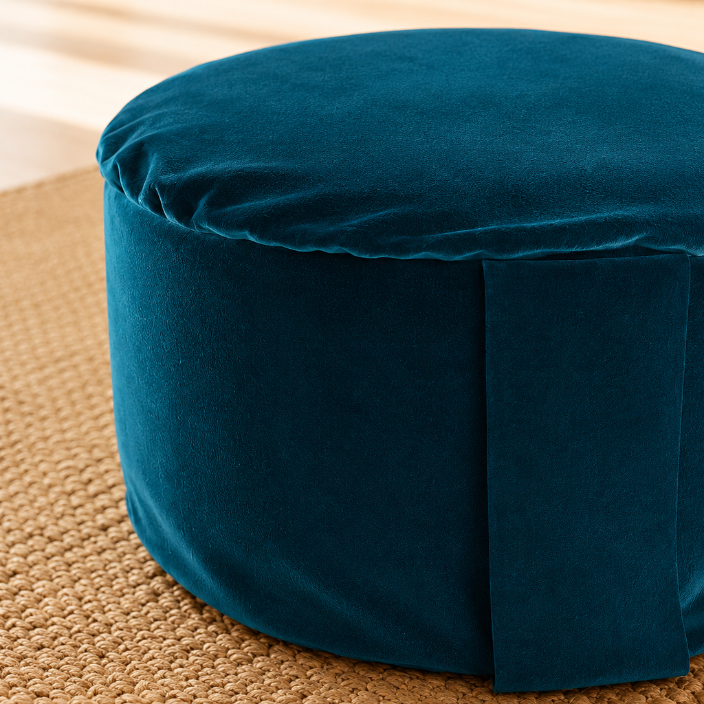 Blue Oasis Velvet Hi-Zafu Meditation Cushion