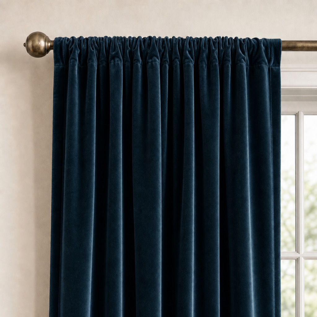 Blue Oasis Velvet Window Panels