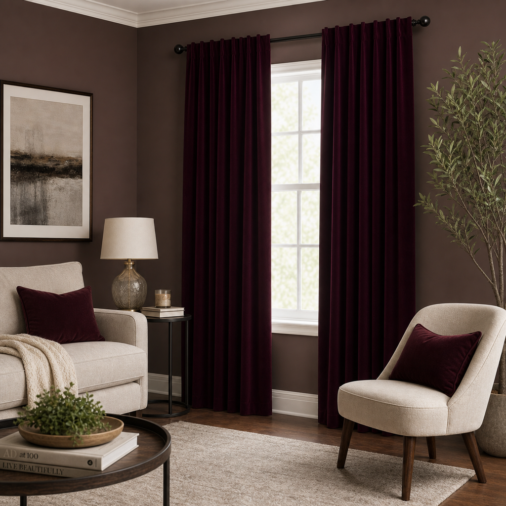 Burgundy Velvet Window Panels