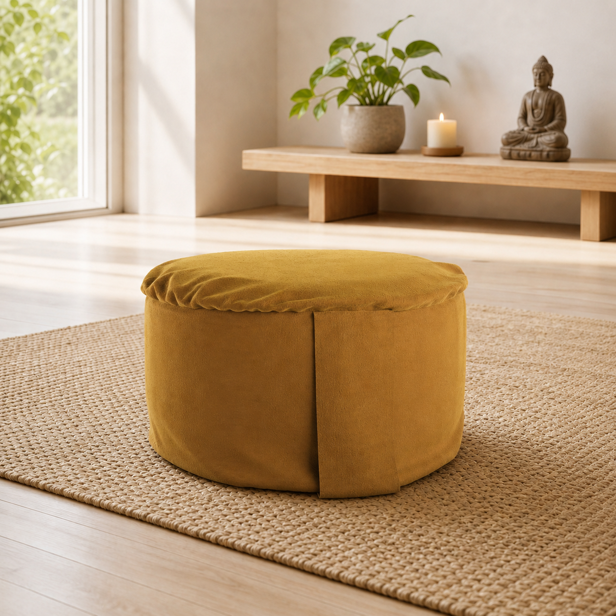 Butternut Velvet Hi-Zafu Meditation Cushion