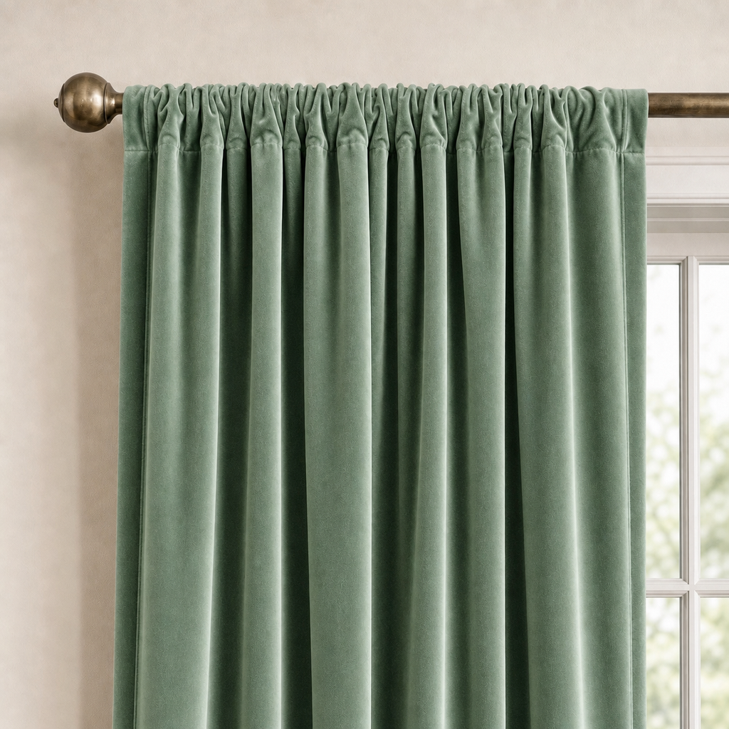 Eucalyptus Green Velvet Window Panels