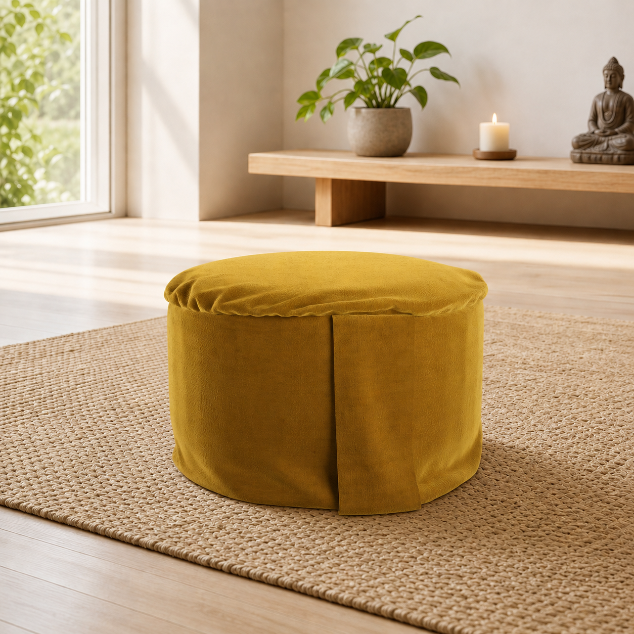 Gold Velvet Hi-Zafu Meditation Cushion