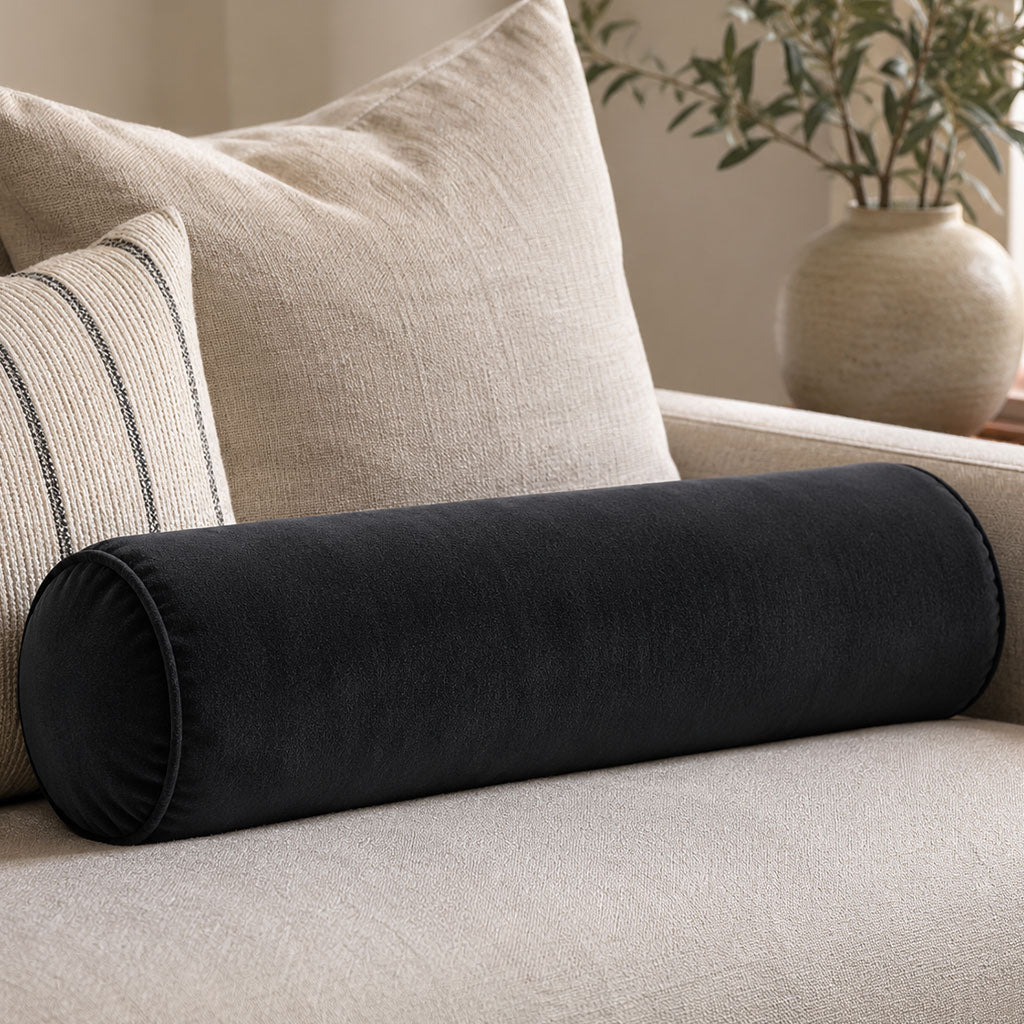 Graphite Velvet Bolster Pillow