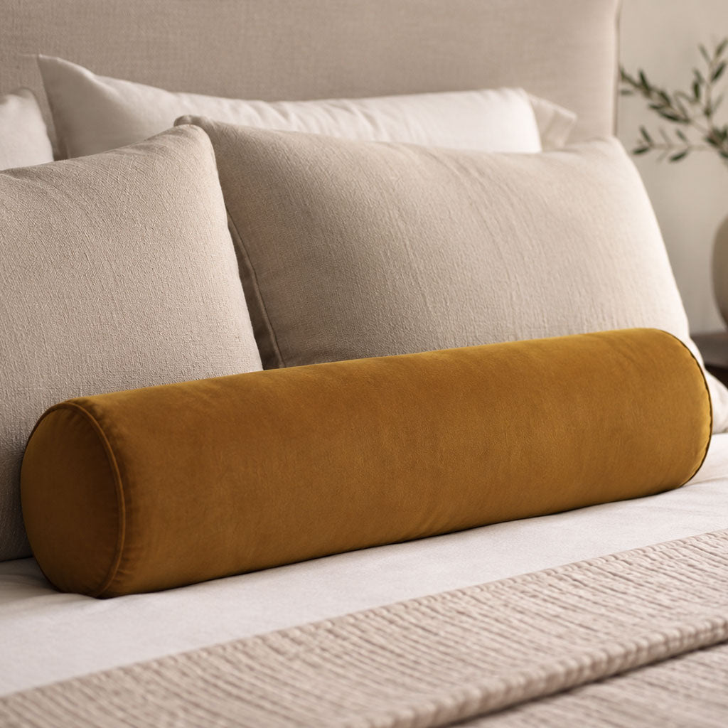 Honey Velvet Bolster Pillow