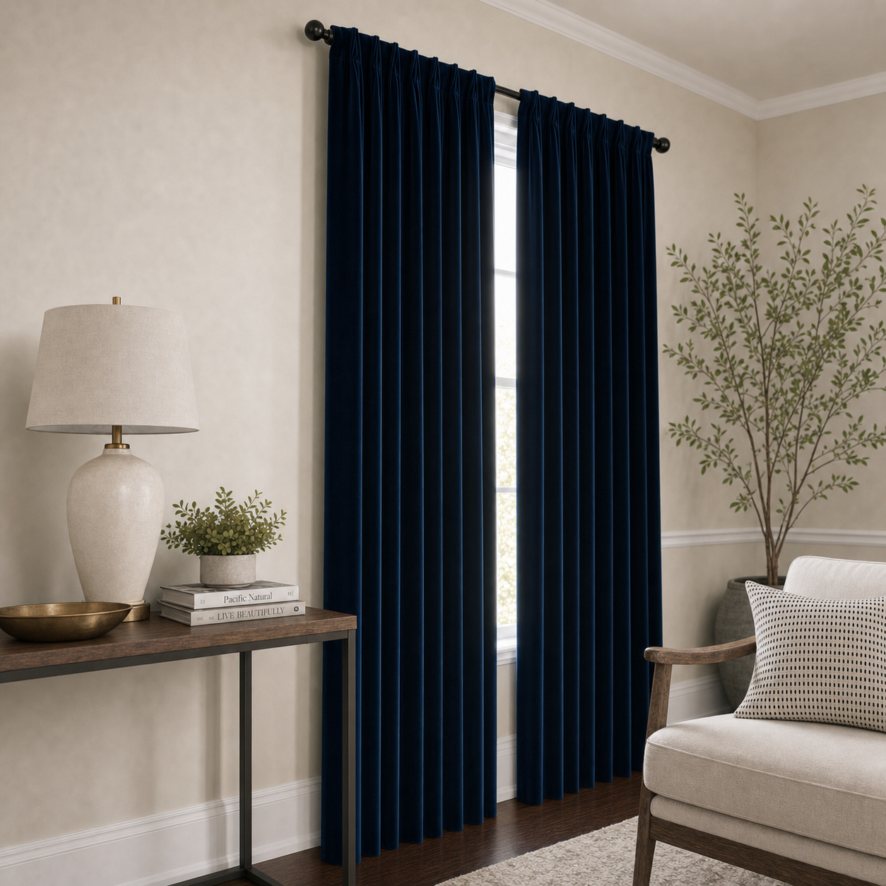 Lapis Velvet Window Panels