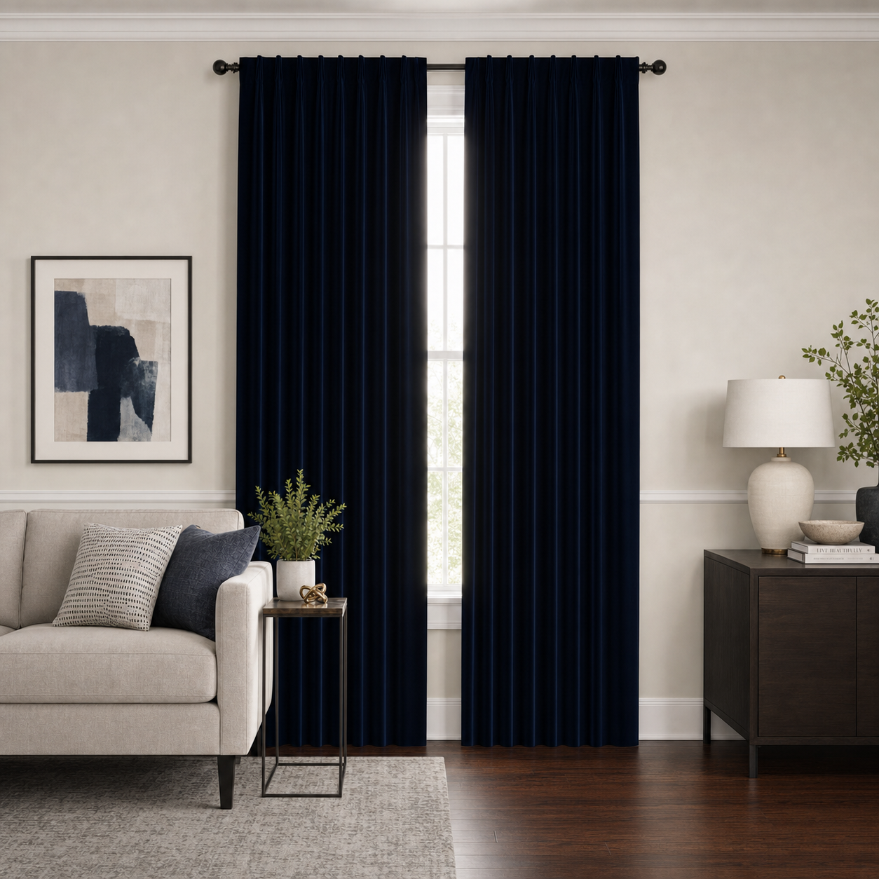 Lapis Velvet Window Panels