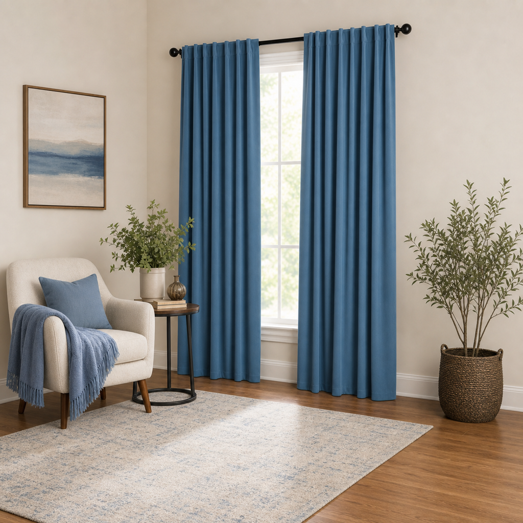 Light Denim Velvet Window Panels