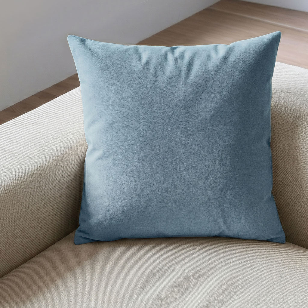 Light Denim Velvet Throw Pillow