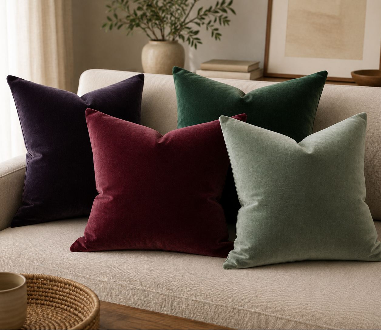 Assorted Velvet Throw Pillows