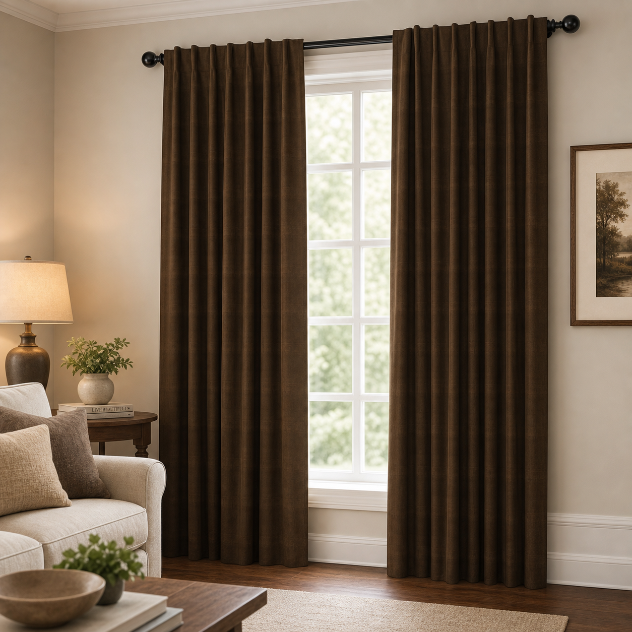 Mushroom Velvet Window Panels