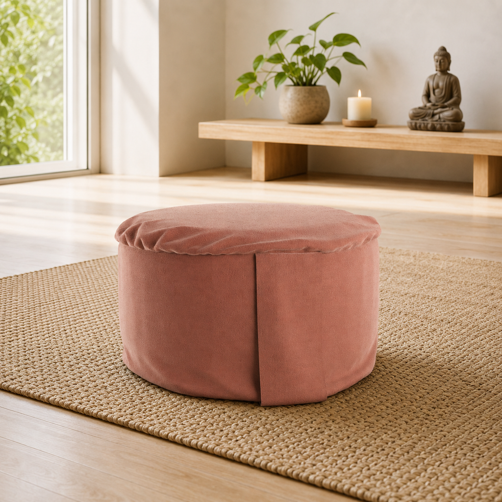 Pink Grapefruit Velvet Hi-Zafu Meditation Cushion