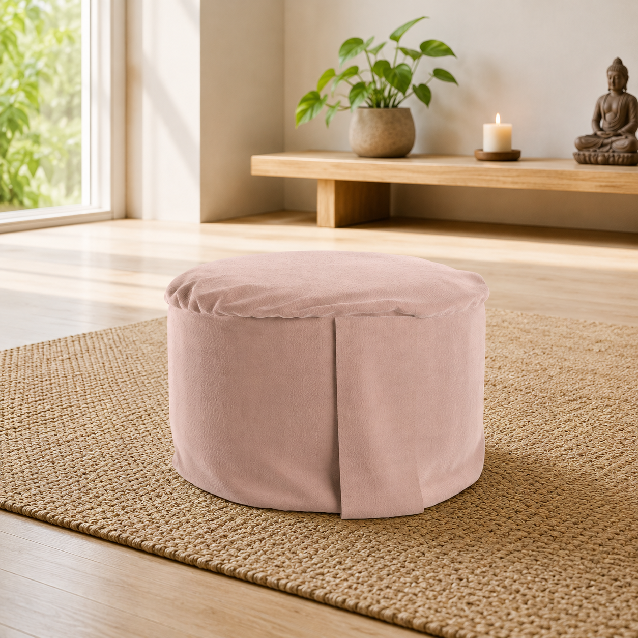 Rosewater Velvet Hi-Zafu Meditation Cushion