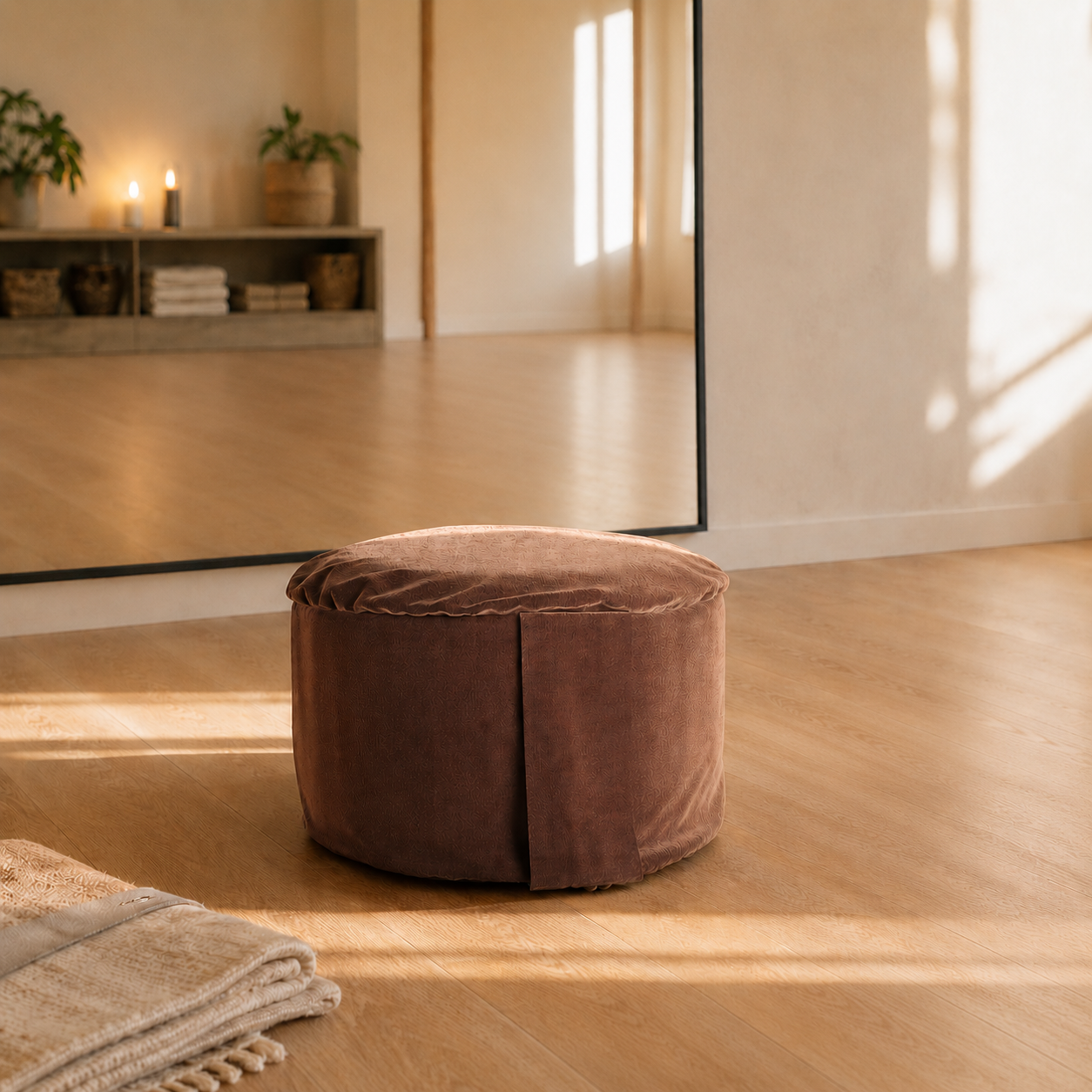 Praline Velvet Hi-Zafu Meditation Cushion