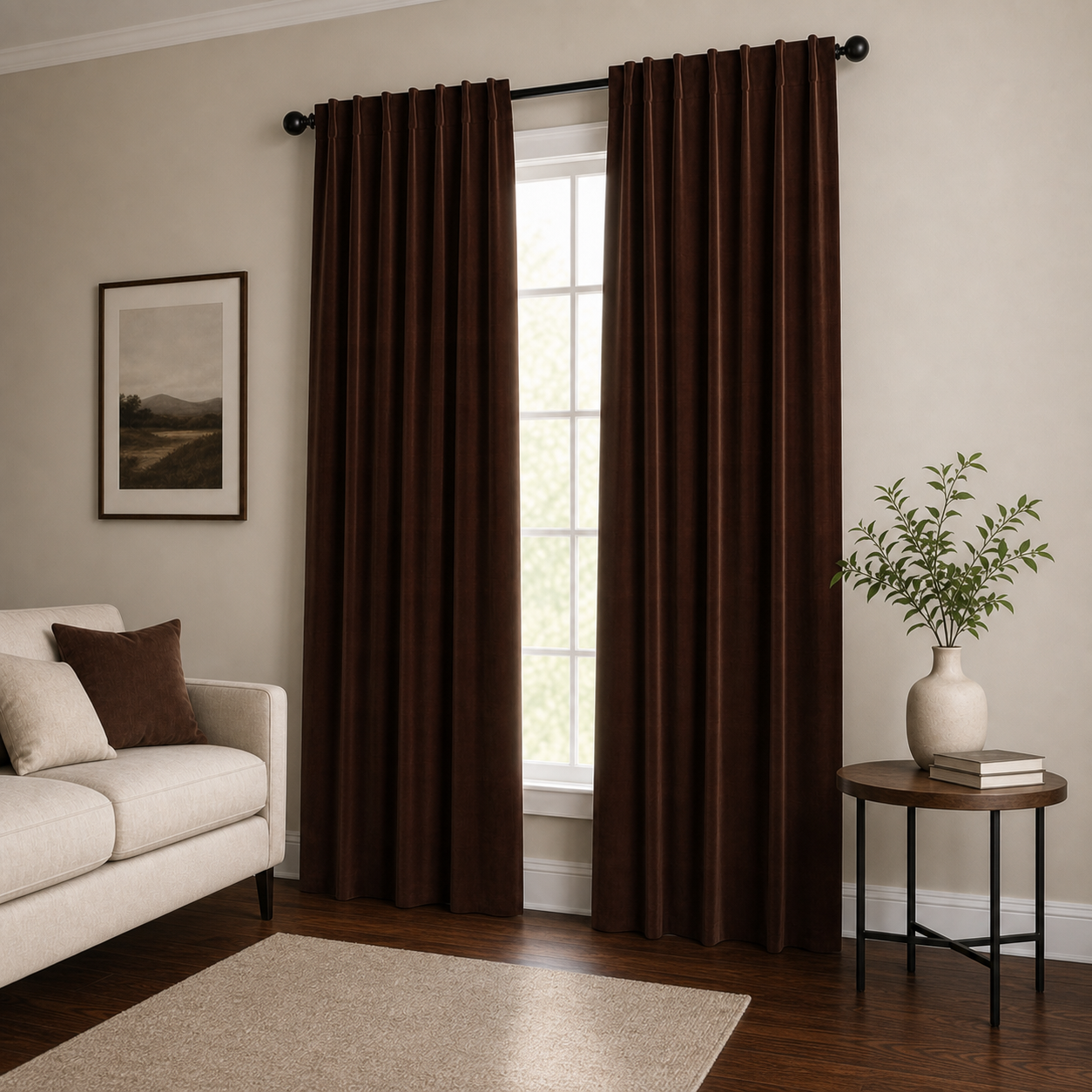 Praline Velvet Window Panels