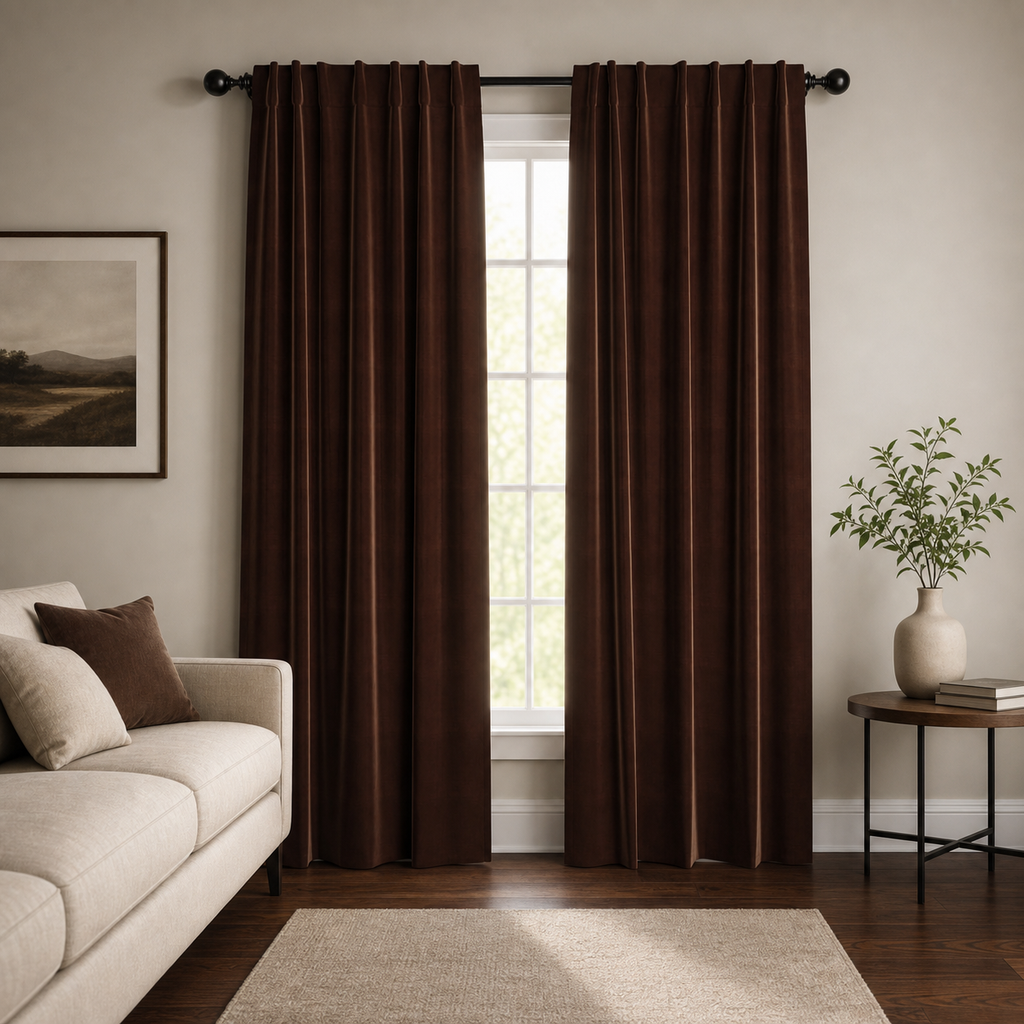 Praline Velvet Window Panels