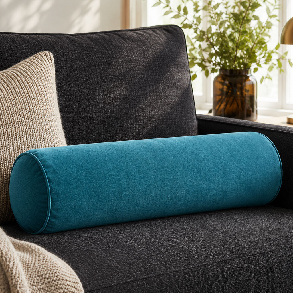 Prussian Velvet Bolster Pillow