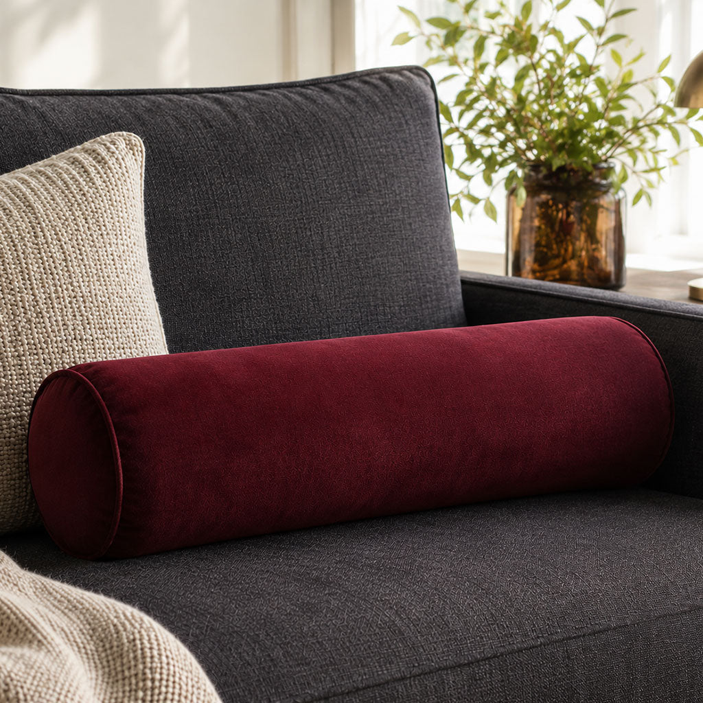 Red Velvet Bolster Pillow