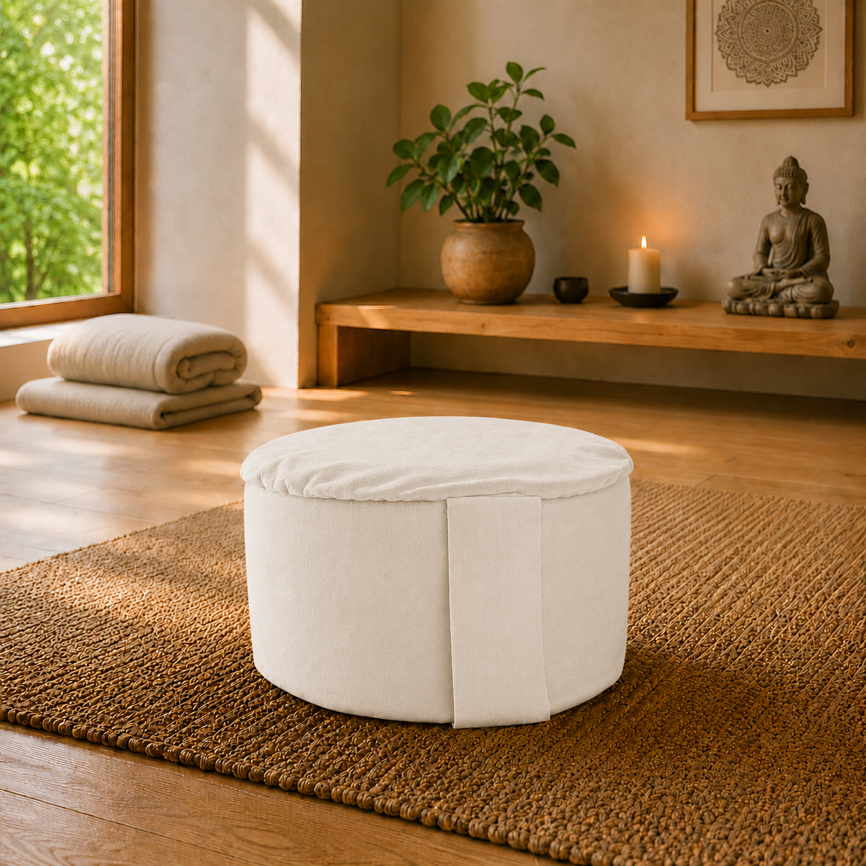 Snow Velvet Hi-Zafu Meditation Cushion