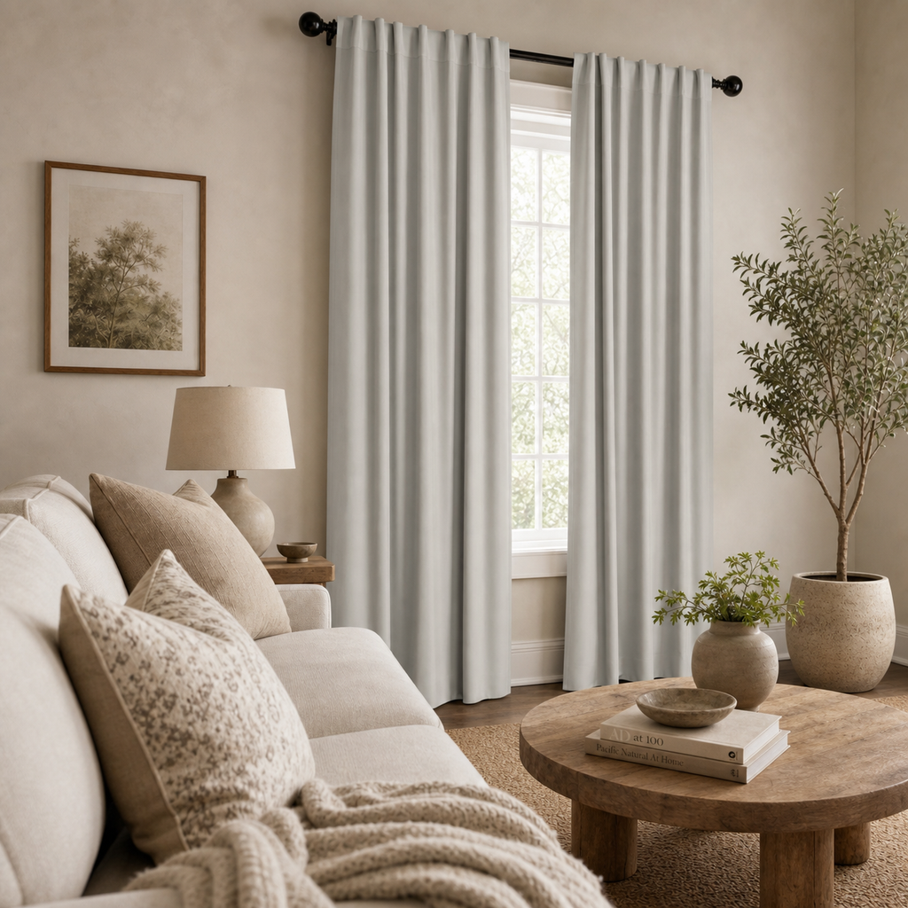 Snow Velvet Window Panels