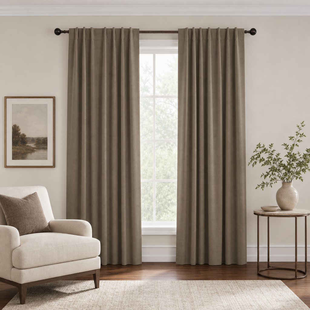 Taupe Velvet Window Panels