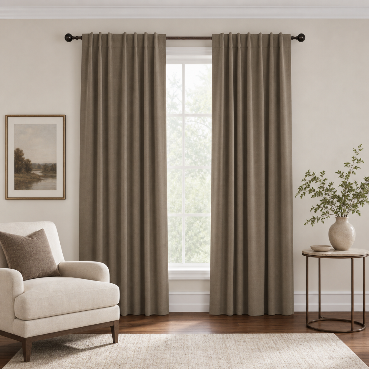 Taupe Velvet Window Panels