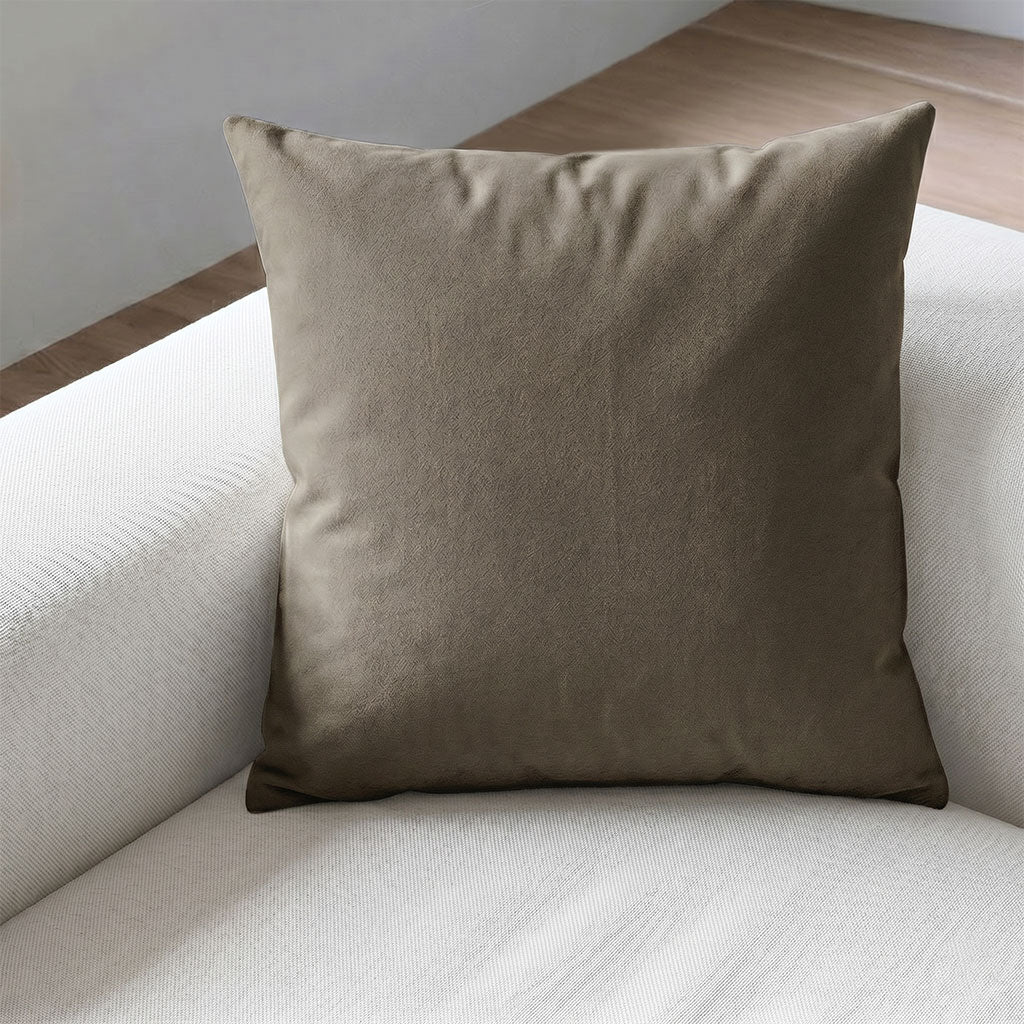 Taupe Velvet Throw Pillow