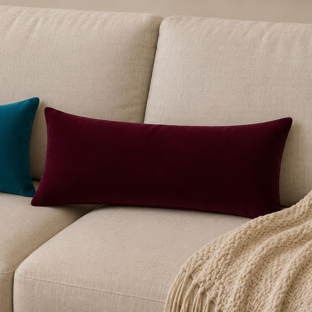 Burgundy Velvet Lumbar Pillow