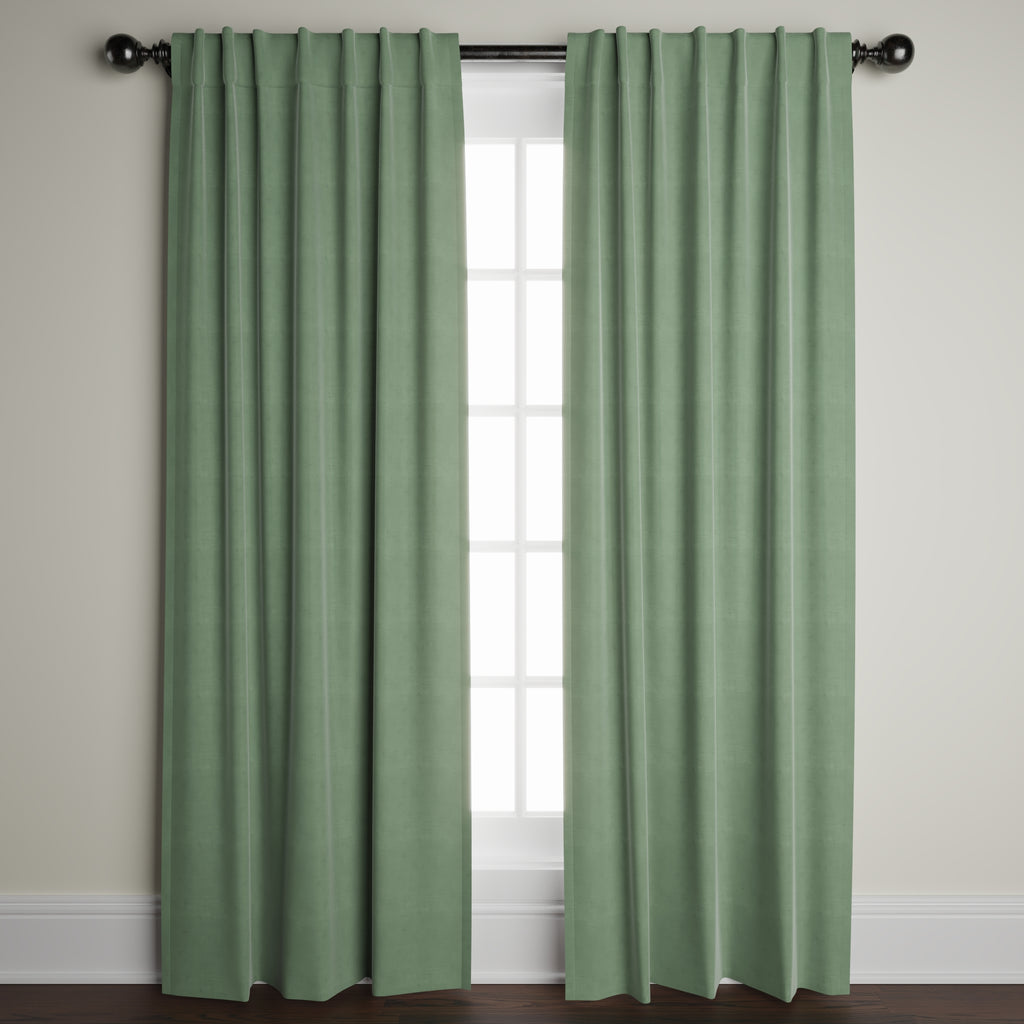 Velvet Window Panels in Eucalyptus