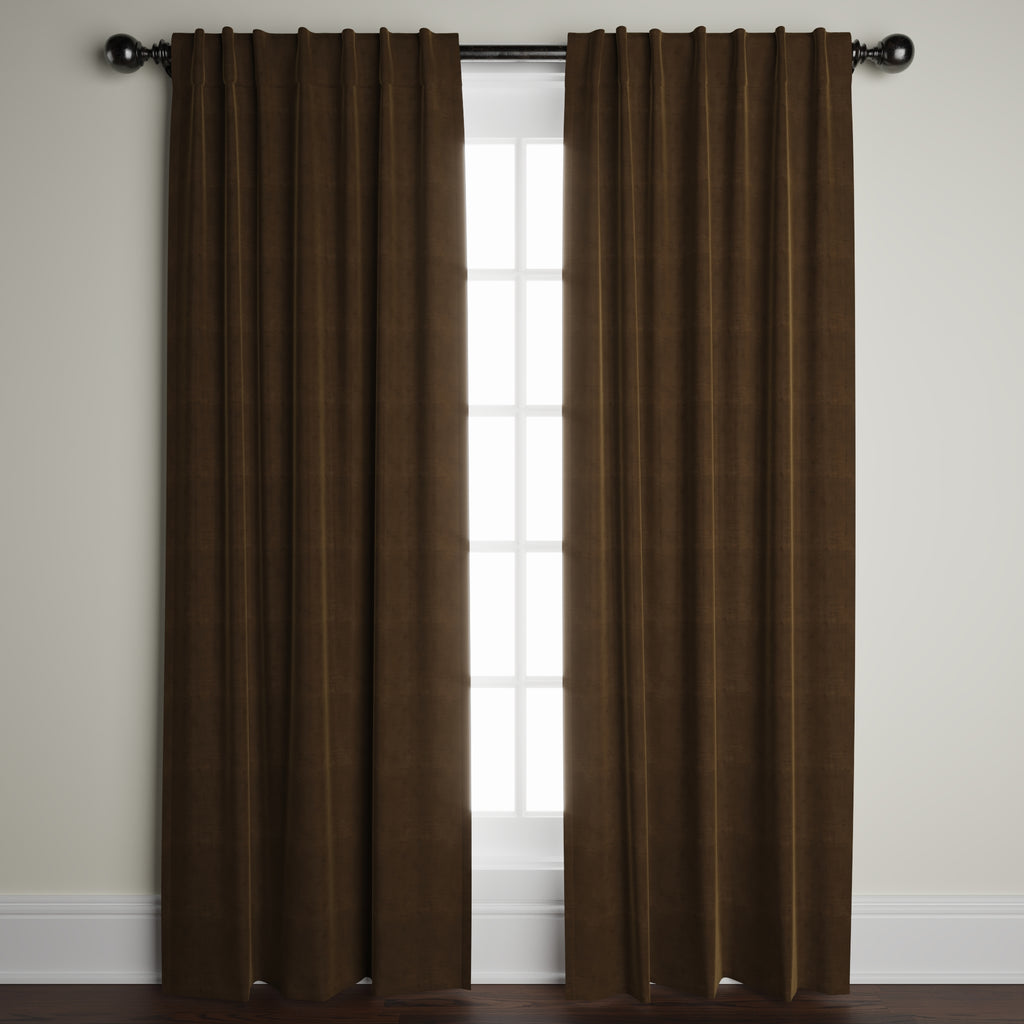 Velvet Window Panels in Mushroom