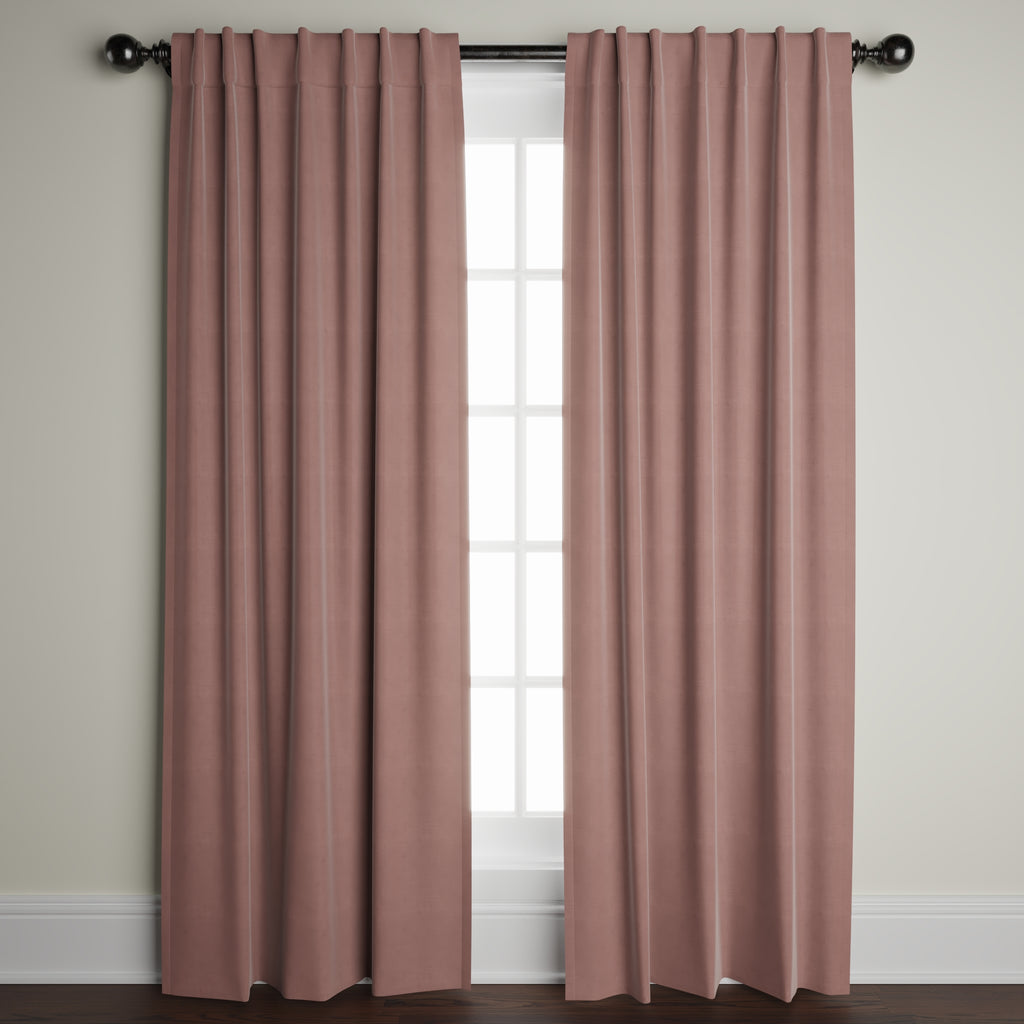 Velvet Window Panels in Rosewater