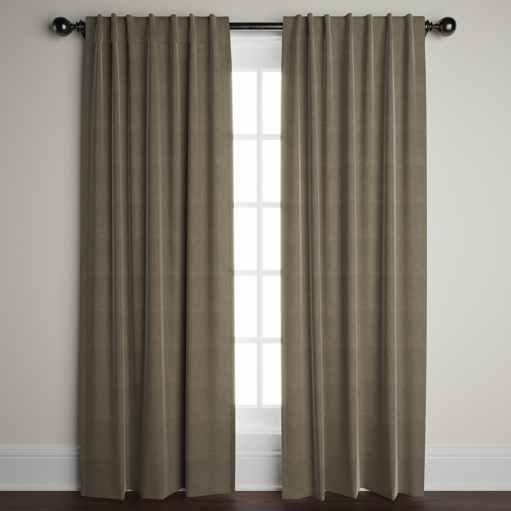 Velvet Window Panels in Taupe