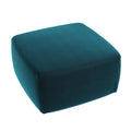 Velvet Pouf Ottoman in Blue Oasis
