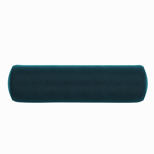 Velvet Bolster Pillow in Blue Oasis