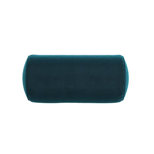 Velvet Neck Roll Pillow in Blue Oasis