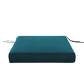 Velvet Seat Cushion with Ties in Blue Oasis