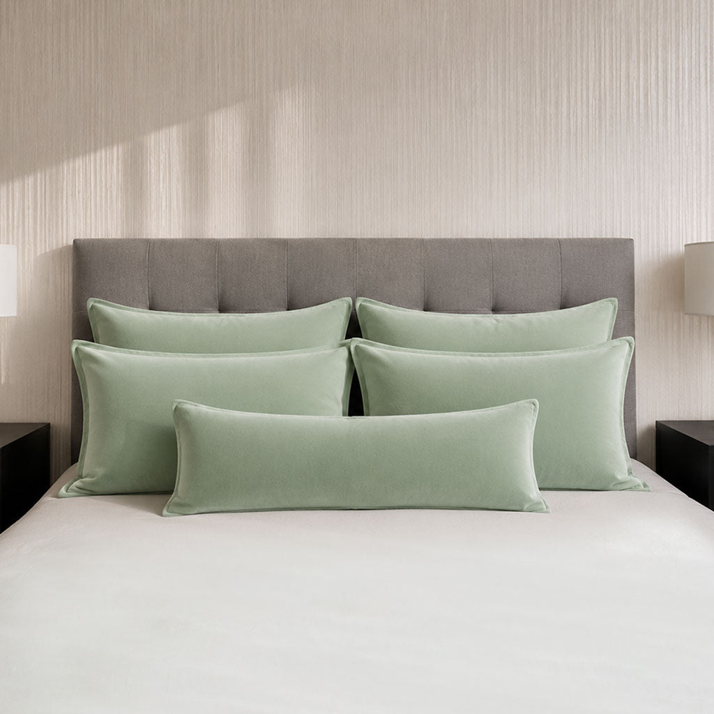 Velvet Pillows in Eucalyptus